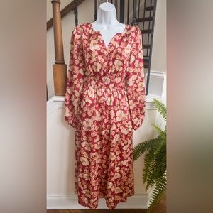 Vestique Thriving Burgundy Floral Dress Small